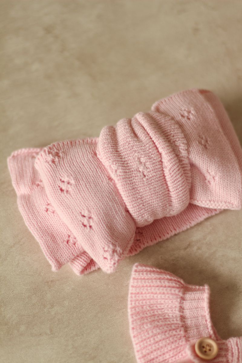 Pointelle pannebånd med sløyfe - soft rose