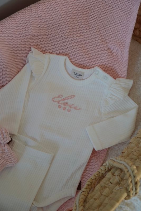 Basic rib frill sett - white
