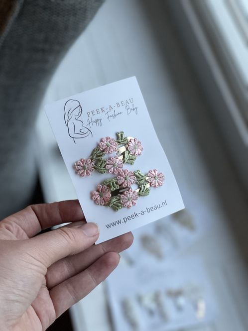 Hovedbilde Hårspenner 2 pk rosa blomster 