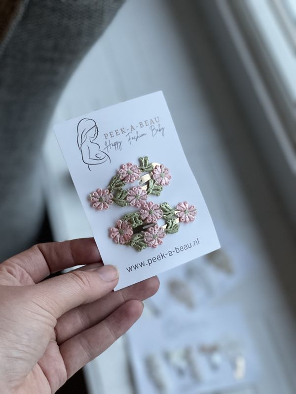 Hårspenner 2 pk rosa blomster 