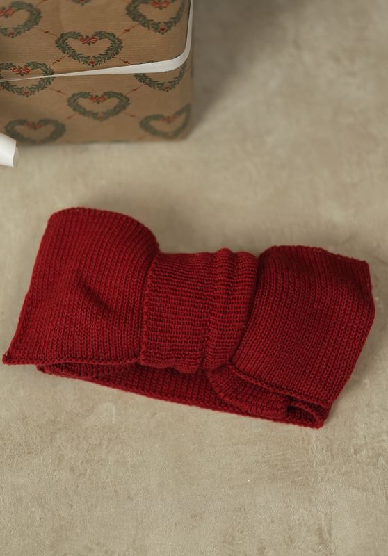 Knit pannebånd med sløyfe - cranberry