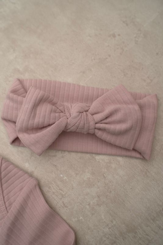 Basic rib sløyfe pannebånd - light pink