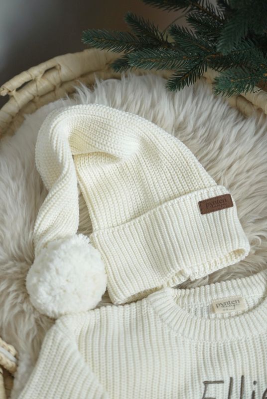 Knit lang nisselue - cream