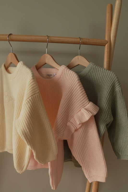 Knit frill genser barn - pastel pink