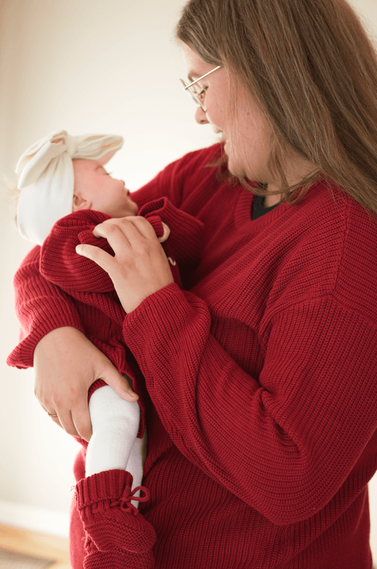 Knit genser voksen - cranberry