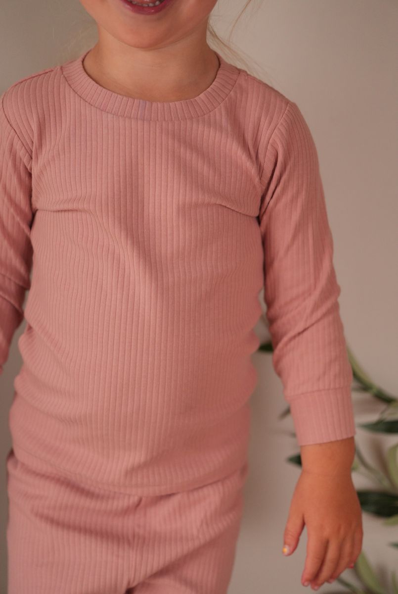 Basic rib to-delt sett - old rose