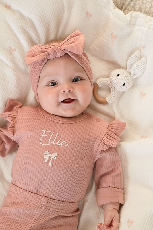 Basic rib frill sett - old rose
