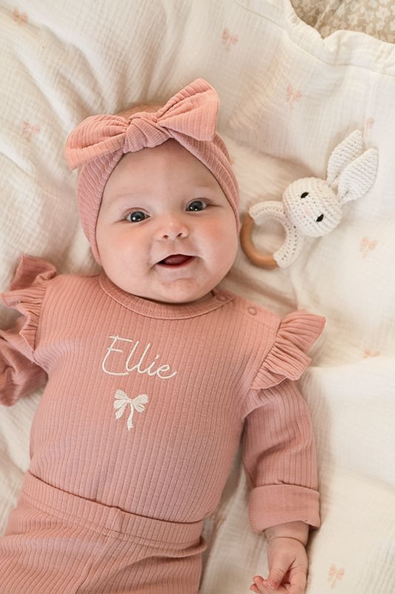 Basic rib frill sett - old rose