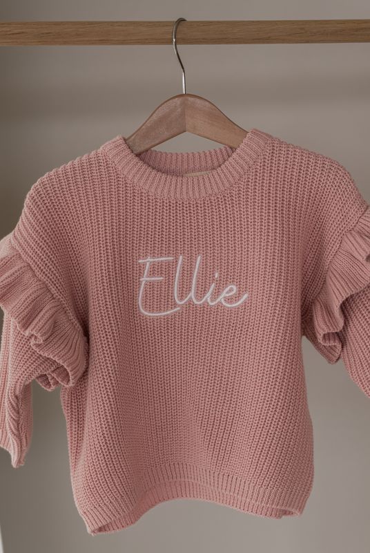 Knit frill genser - dusty rose