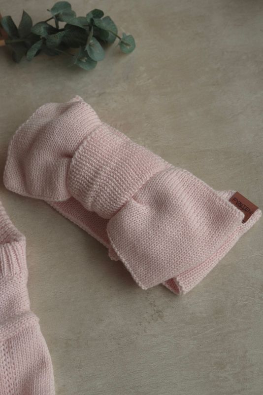 Knit pannebånd med sløyfe - pastel pink
