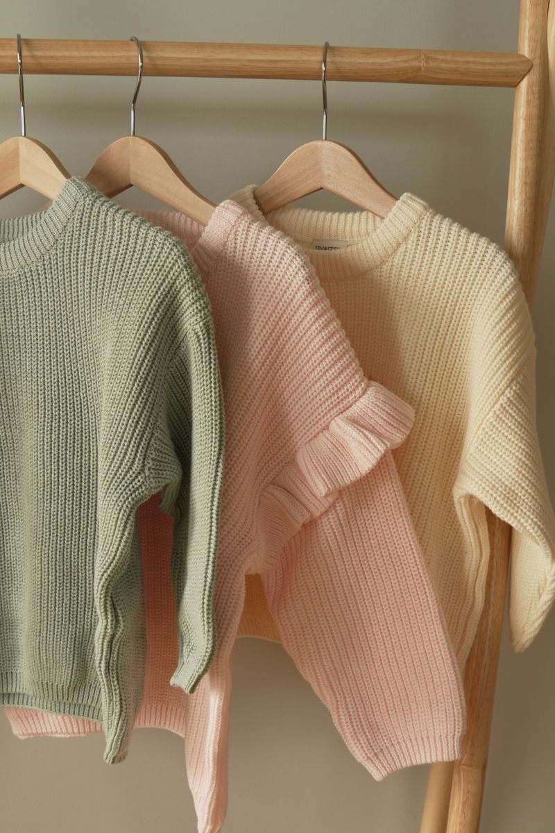 Knit frill genser barn - pastel pink