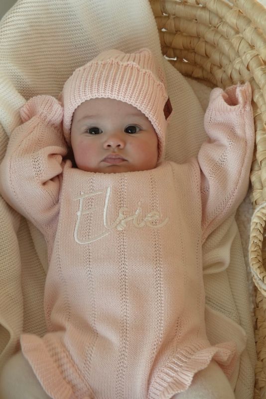 Tiny frill romper - pastel pink