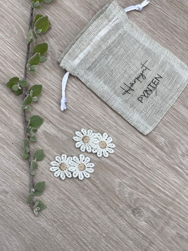 Hårspenne 2 pk blomst hvit/beige