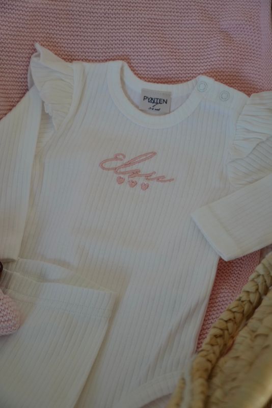 Basic rib frill sett - white
