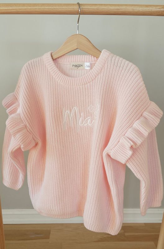 Knit frill genser barn - pastel pink