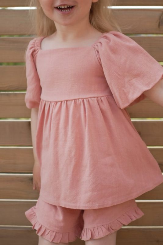 Blush sett, topp + shorts - peach dust