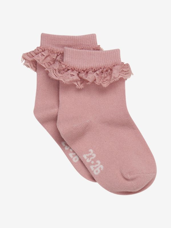 Sokker med blondekant rosa